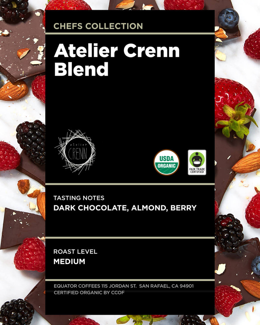 Atelier Crenn Blend | Dominique Crenn Coffee Blend | Atelier Crenn Restaurant Coffee | Michelin Star Coffee | Fair Trade Coffee | Certified Organic Coffee | Medium Roast Blend | Equator Coffees