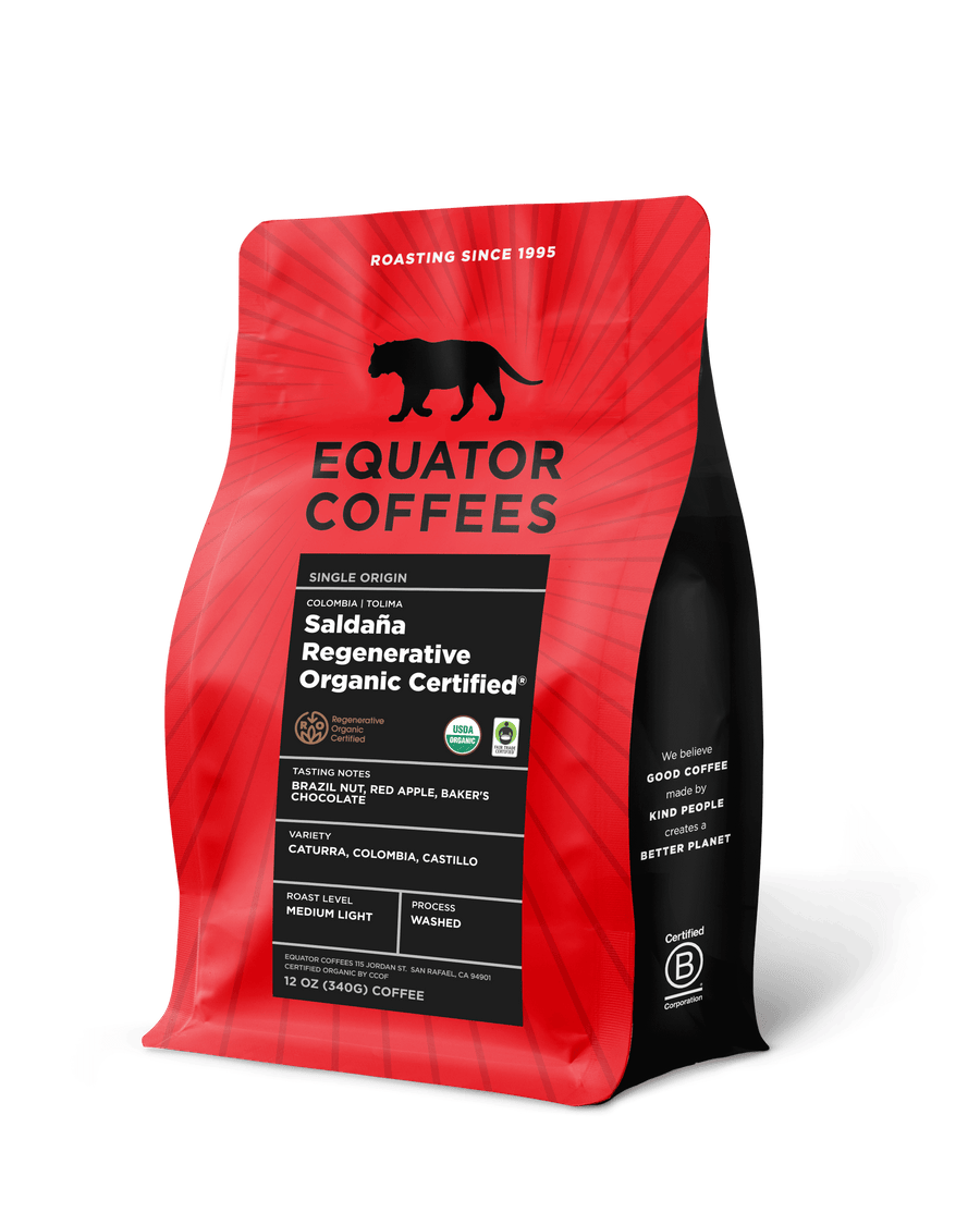 Colombia Saldaña Regenerative Organic Certified | ROC Coffee | Regenerativer Organic Coffee | Tolima Coffee | Colombia Coffee | 12oz Bag of Whole Bean Coffee | Equator Coffees