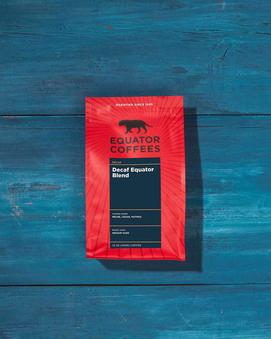 Decaf Equator Blend | Decaf Coffee Blend | Coffee Bag Backdrop | Equator Coffees