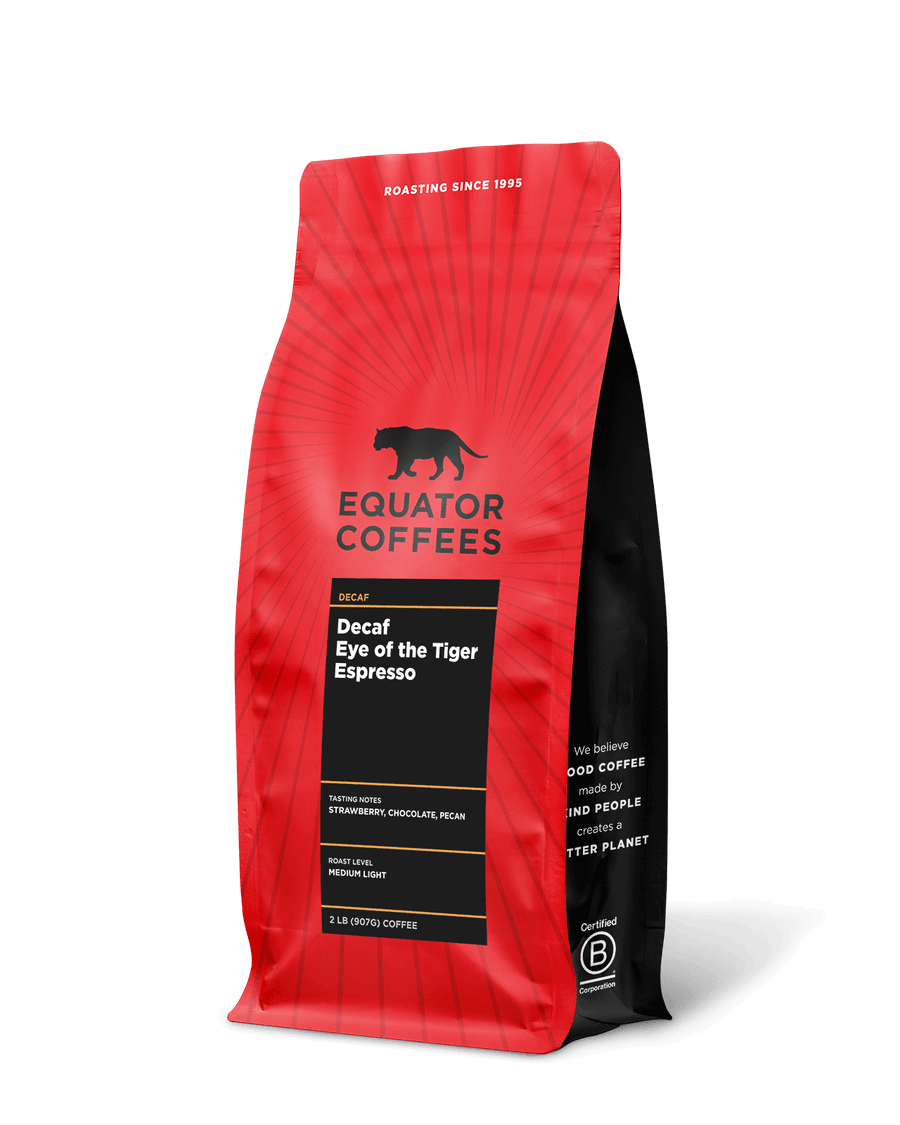 Decaf Eye of the Tiger Espresso | Seasonal Decaf Espresso Blend | 2lb Bag of Whole Bean Espresso | Equator Coffees