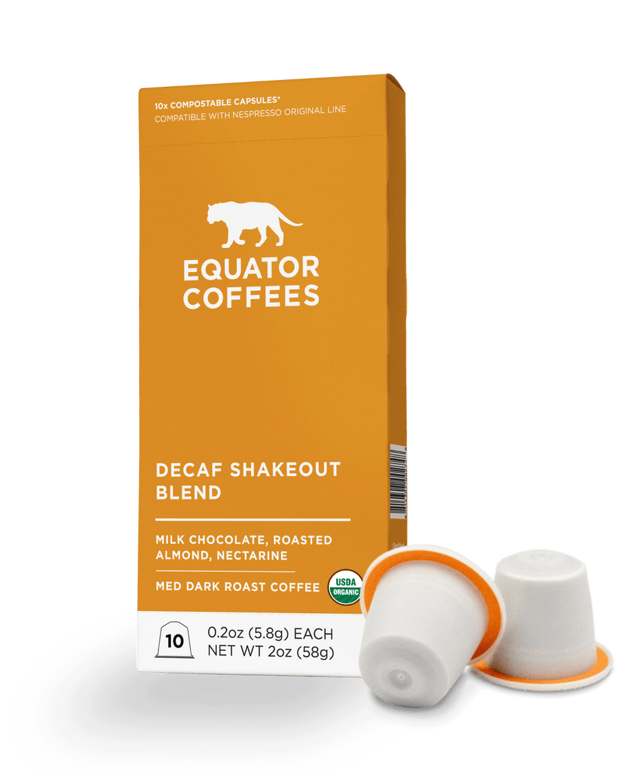 Organic Espresso Pods | Decaf Shakeout Espresso Pod | Nespresso Pod | Nespresso Capsule | Organic Espresso Capsules | Equator Coffees