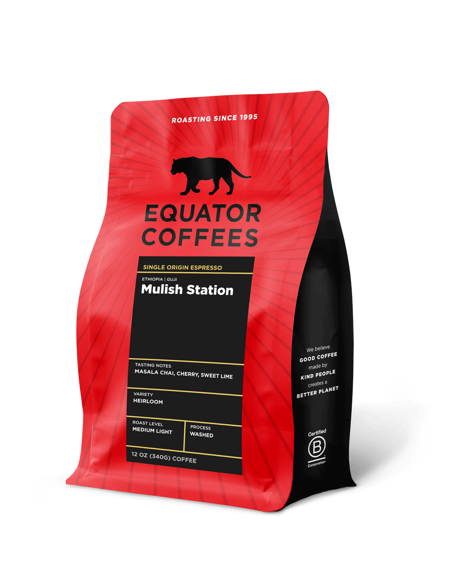 Ethiopia Mulish Single Origin Espresso | Ethiopia Coffee | Ethiopia Espresso | Guji Coffee | Guji Espresso | 12oz Bag of Whole Espresso Beans | Equator Coffees