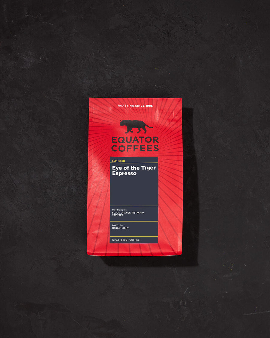 Eye of the Tiger Espresso | Seasonal Espresso | Fruity Espresso | Coffee Bag Backdrop | Equator Coffees