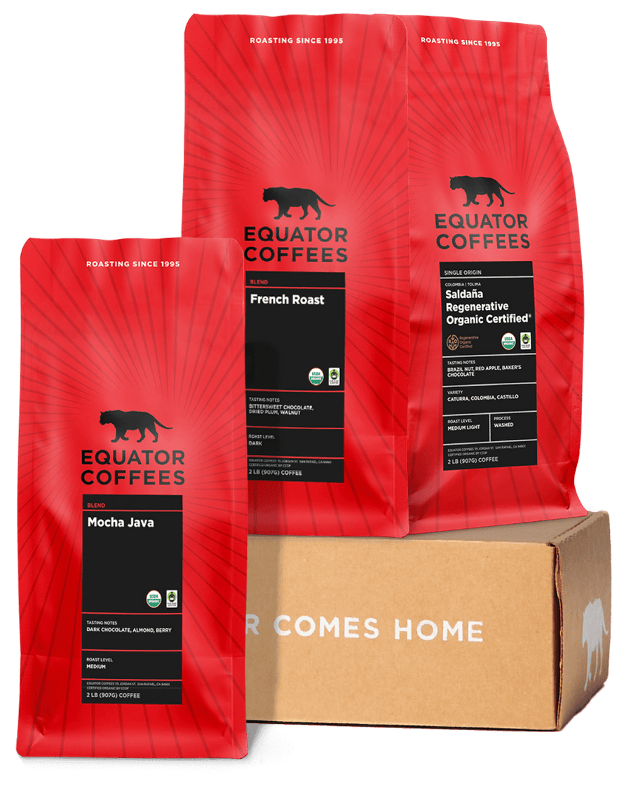 Fair Trade Coffee Set | Organic Coffee Set | Fair Trade Coffee Bundle | Organic Coffee Bundle | Fair Trade Coffee Gift | 2lb Organic Coffee Bags Gift | Equator Coffees