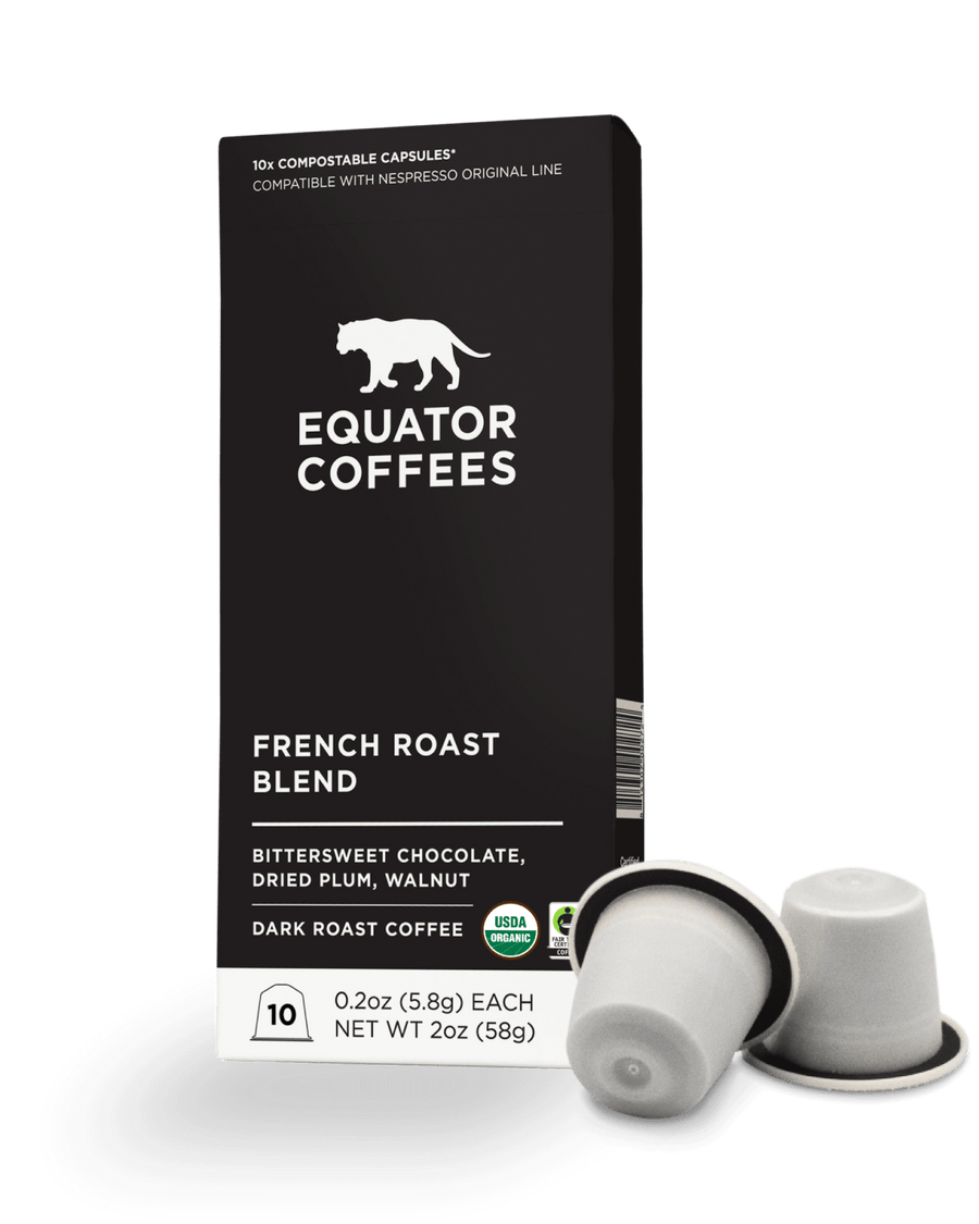 Organic Espresso Pods | French Roast Espresso Pod | Nespresso Pod | Nespresso Capsule | Organic Espresso Capsules | Equator Coffees
