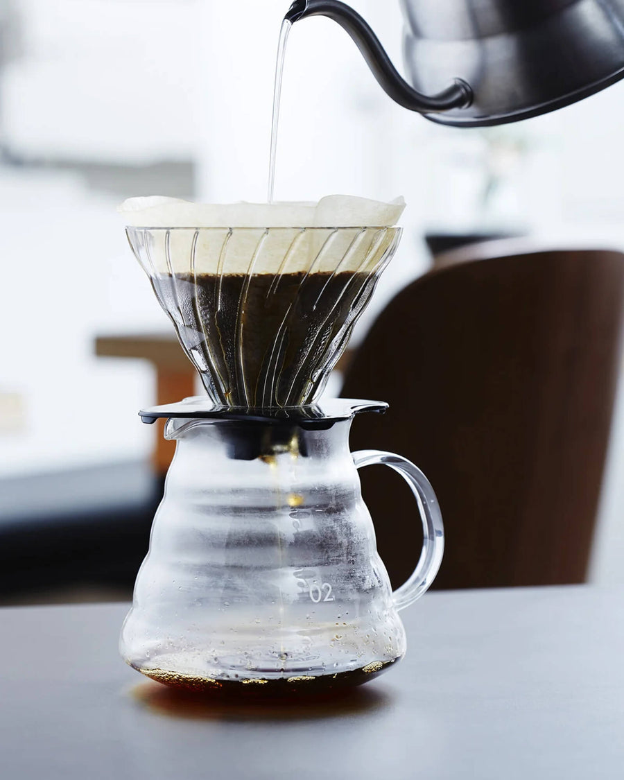 Hario V60 02 Glass Dripper Black | Brewing Coffee with Kettle | Equator Coffees