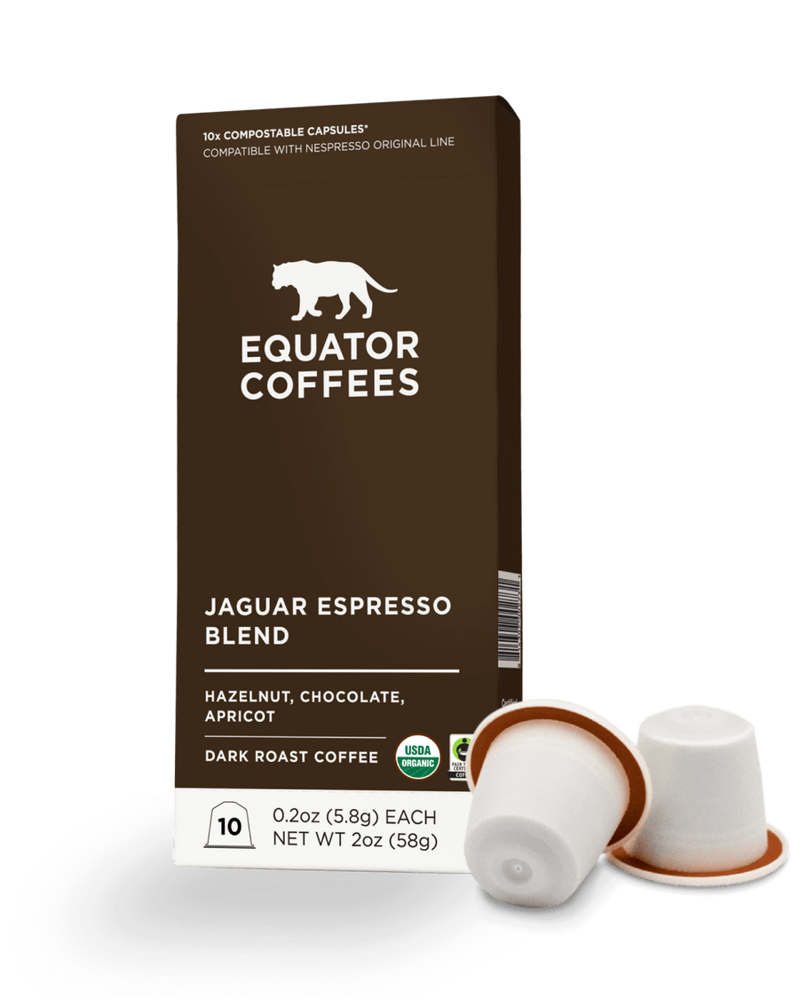  Organic Espresso Pods | Jaguar Espresso Pod | Nespresso Pod | Nespresso Capsule | Organic Espresso Capsules | Equator Coffees