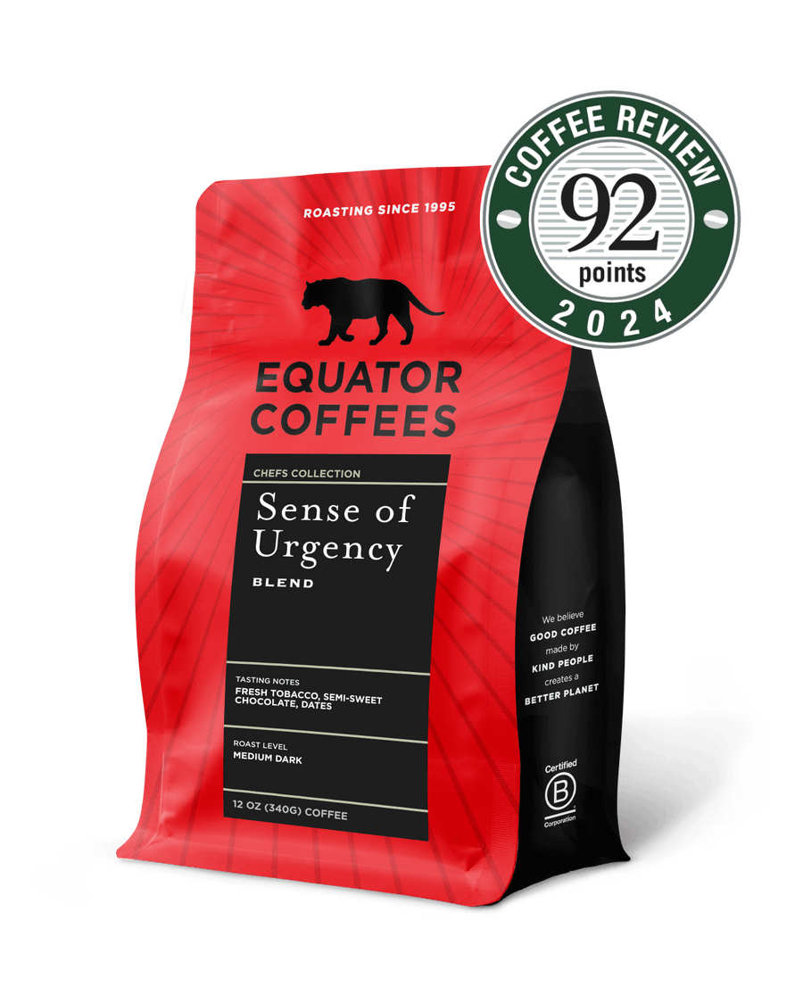 Sense of Urgency Blend | Thomas Keller Sense of Urgency | Thomas Keller Coffee | The French Laundry Coffee Blend | Equator Coffee Review | 12oz Bag of Whole Bean Coffee | Equator Coffees