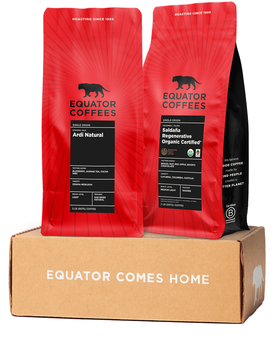 Single Origin Coffee Set | Single Origin Coffee Gift | Light Roast Coffee Bundle | Two 2lb Bags of Whole Bean Coffee | Equator Coffees