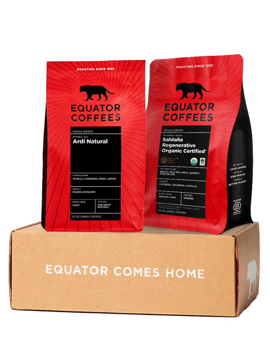 Single Origin Coffee Set | Single Origin Coffee Gift | Light Roast Coffee Bundle | Two 12oz Bags of Whole Bean Coffee | Equator Coffees